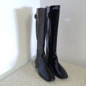 Oro Nero Black Patent Leather Fashion Boots